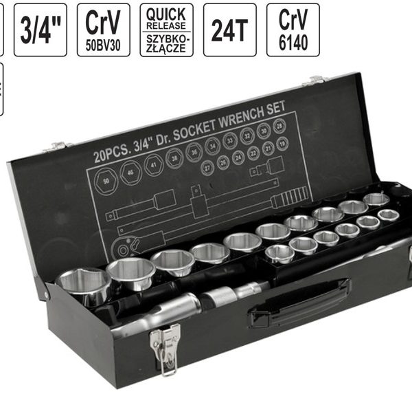 Bộ tuýp tay vặn 3/4" 19-50mm 20 chi tiết Yato YT-1335 - Ba Lan