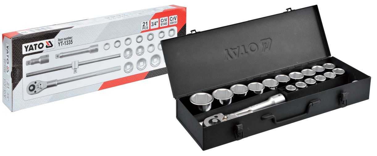 Bộ tuýp tay vặn 3/4" 19-50mm 20 chi tiết Yato YT-1335 - Ba Lan Bộ tuýp tay vặn 3/4" 19-50mm 20 chi tiết Yato YT-1335 - Ba Lan