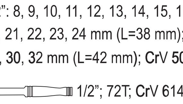 Bộ tuýp tay vặn 8-32mm 1/2" 19 món Yato YT-38681 - Ba Lan Bộ tuýp tay vặn 8-32mm 1/2" 19 món Yato YT-38681 - Ba Lan