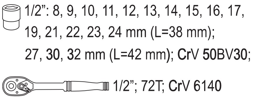 Bộ tuýp tay vặn 8-32mm 1/2" 19 món Yato YT-38681 - Ba Lan Bộ tuýp tay vặn 8-32mm 1/2" 19 món Yato YT-38681 - Ba Lan