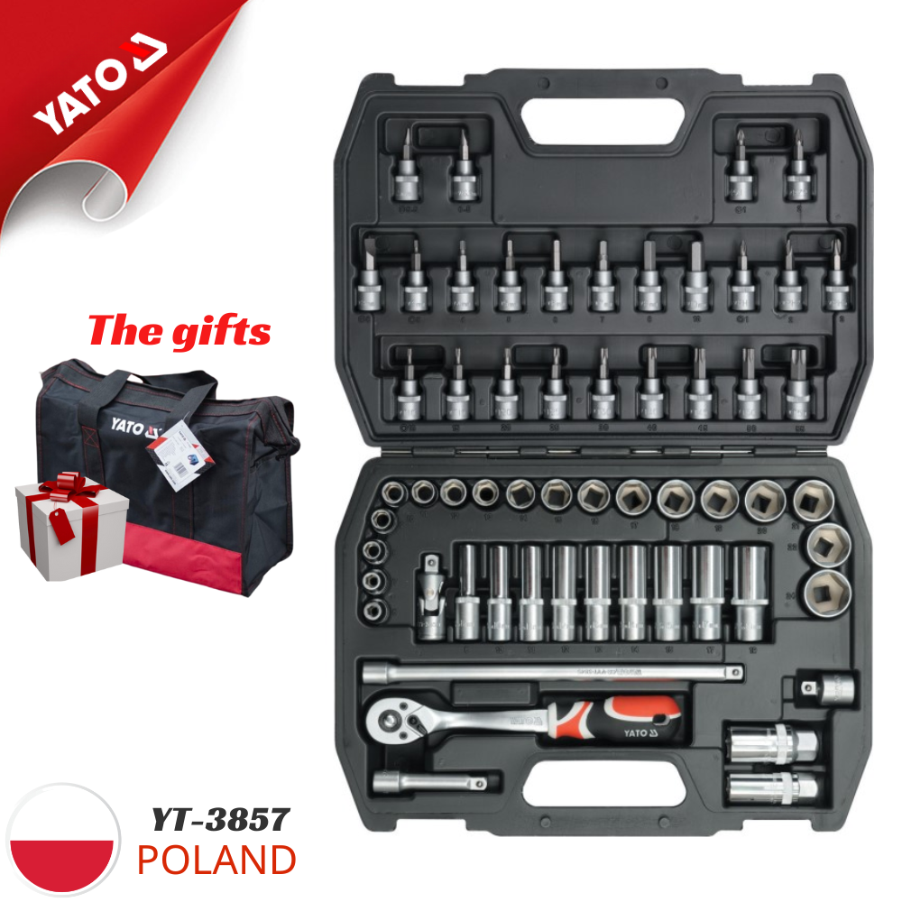 Bộ tuýp tay vặn tổng hợp 3/8" 58 chi tiết Yato YT-3857 - Ba Lan Bộ tuýp tay vặn tổng hợp 3/8" 58 chi tiết Yato YT-3857 - Ba Lan