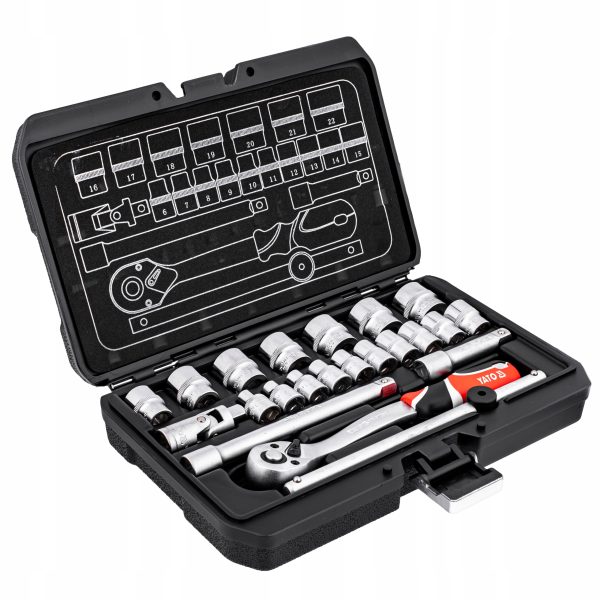 Bộ tuýp tay vặn tổng hợp 3/8" 22 chi tiết Yato YT-38561 - Ba Lan