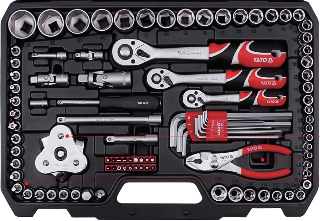 Bộ Tuýp Tay Vặn Tổng Hợp Cao Cấp 126 Món Yato YT-38875 Bộ Tuýp Tay Vặn Tổng Hợp Cao Cấp 126 Món Yato YT-38875