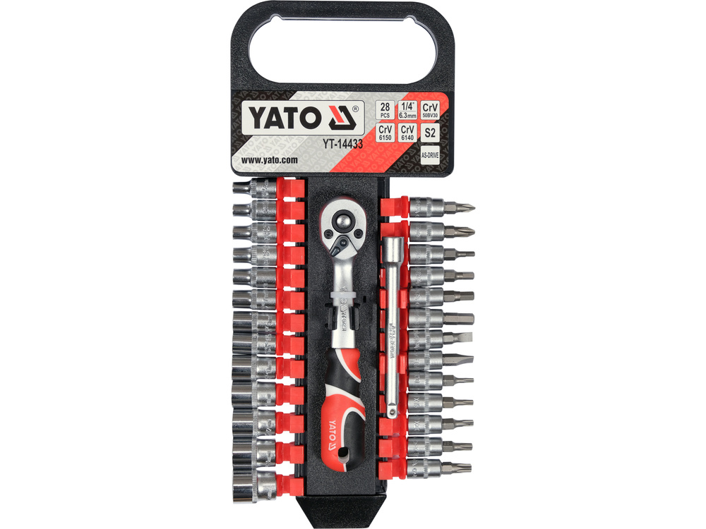 Bộ tuýp tay vặn và mũi vít tổng hợp 1/4" 28 chi tiết Yato YT-14433 - Ba Lan Bộ tuýp tay vặn và mũi vít tổng hợp 1/4" 28 chi tiết Yato YT-14433 - Ba Lan