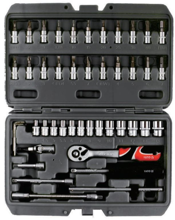 Bộ tuýp tay vặn 1/4" 46 chi tiết Yato YT-14474 Bộ tuýp tay vặn 1/4" 46 chi tiết Yato YT-14474