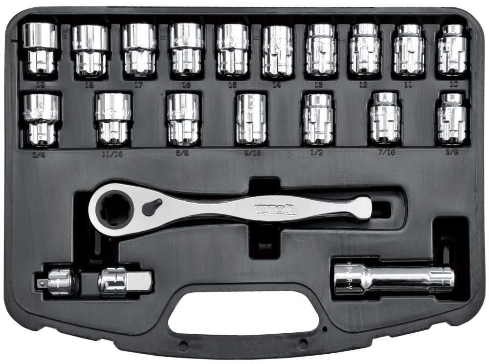 Bộ Tuýp Tay Vặn Xuyên Tâm 1/2" 21 Chi Tiết YATO YT-3865 Bộ Tuýp Tay Vặn Xuyên Tâm 1/2" 21 Chi Tiết YATO YT-3865