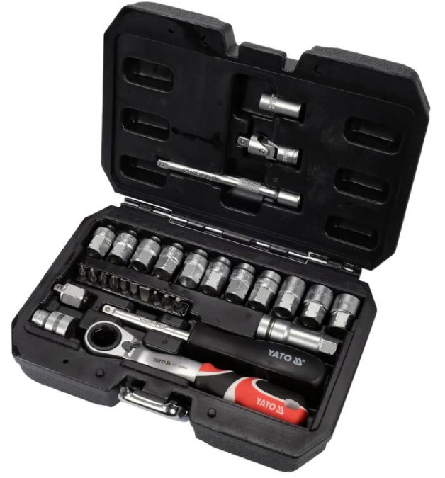 Bộ tuýp tay vặn xuyên tâm 1/4" 29 chi tiết Yato YT-38650 Bộ tuýp tay vặn xuyên tâm 1/4" 29 chi tiết Yato YT-38650