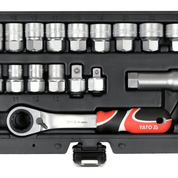 Bộ tuýp tay vặn xuyên tâm 3/8" 1/2" 17 chi tiết Yato YT-38653 - Ba Lan Bộ tuýp tay vặn xuyên tâm 3/8" 1/2" 17 chi tiết Yato YT-38653 - Ba Lan