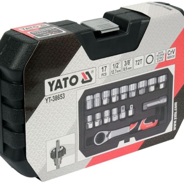 Bộ tuýp tay vặn xuyên tâm 3/8" 1/2" 17 chi tiết Yato YT-38653 - Ba Lan Bộ tuýp tay vặn xuyên tâm 3/8" 1/2" 17 chi tiết Yato YT-38653 - Ba Lan