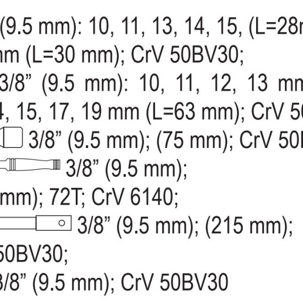 Bộ tuýp vặn tay tổng hợp 3/8" 19 món Yato YT-38641 - Ba Lan Bộ tuýp vặn tay tổng hợp 3/8" 19 món Yato YT-38641 - Ba Lan