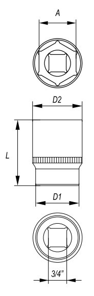 Đầu Tuýp Lục Giác 3/4 inch YATO CrV 6PT (19-60mm) Đầu Tuýp Lục Giác 3/4 inch YATO CrV 6PT (19-60mm)
