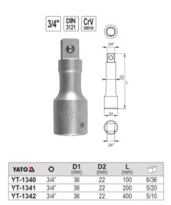 Cần nối dài 3/4'' x 100mm Yato YT-1340 - Ba Lan Cần nối dài 3/4'' x 100mm Yato YT-1340 - Ba Lan