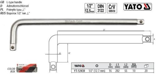 Cần siết chữ L 1/2" 300x70mm Yato YT-12439/YT-12445 - Ba Lan Cần siết chữ L 1/2" 300x70mm Yato YT-12439/YT-12445 - Ba Lan