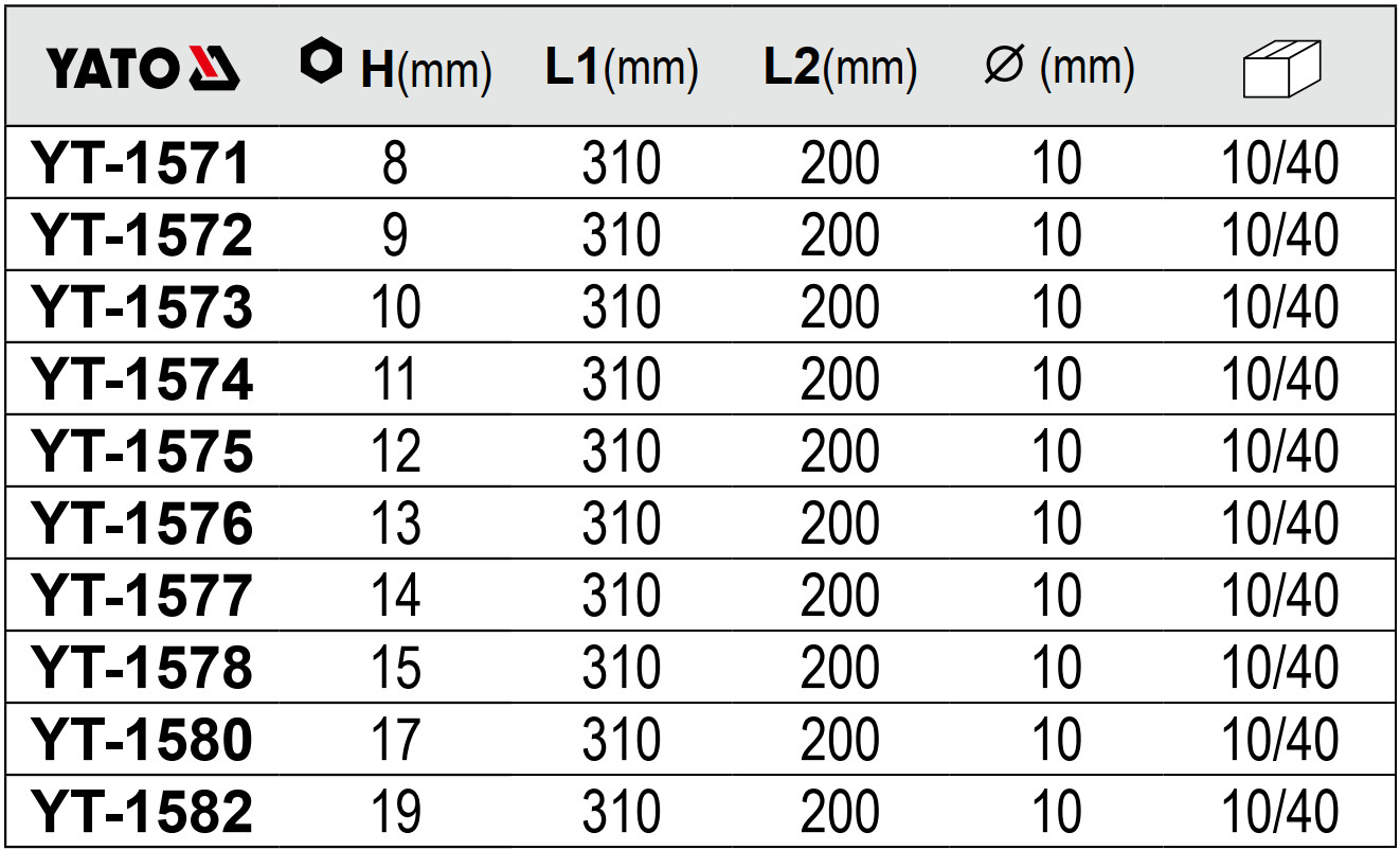 Điếu Xiết Ốc Chữ T YATO (8-19mm) Điếu Xiết Ốc Chữ T YATO (8-19mm)