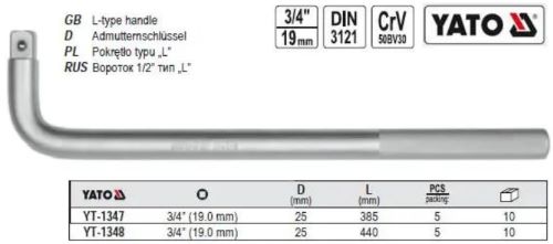 Cần siết lực chữ L 3/4'' 410mm Yato YT-1348 - Ba Lan Cần siết lực chữ L 3/4'' 410mm Yato YT-1348 - Ba Lan