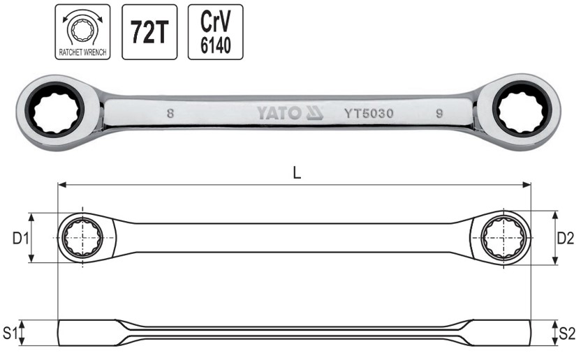Cờ Lê 2 Đầu Vòng Tự Động YATO (YT-5030 đến YT-5035) Cờ Lê 2 Đầu Vòng Tự Động YATO (YT-5030 đến YT-5035)