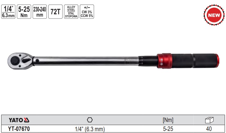 Cờ lê Cân Lực 1/4" YATO YT-07670 Cờ lê Cân Lực 1/4" YATO YT-07670