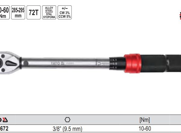 Cờ Lê Lực 3/8" 10-60NM Yato YT-07672 | Ba Lan Cờ Lê Lực 3/8" 10-60NM Yato YT-07672 | Ba Lan