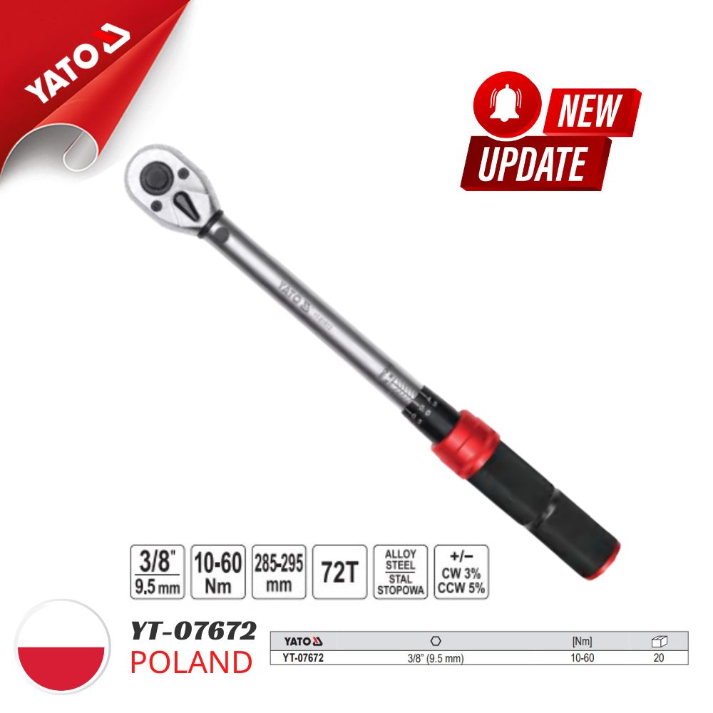 Cờ Lê Lực 3/8" 10-60NM Yato YT-07672 | Ba Lan Cờ Lê Lực 3/8" 10-60NM Yato YT-07672 | Ba Lan