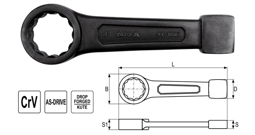 Cờ lê vòng đóng từ 24mm đến 70mm Yato - Ba Lan Cờ lê vòng đóng từ 24mm đến 70mm Yato - Ba Lan