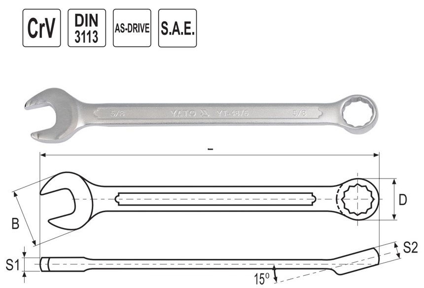 Cờ lê vòng miệng hệ inch kiểu Đức Yato YT-4870 - Ba Lan Cờ lê vòng miệng hệ inch kiểu Đức Yato YT-4870 - Ba Lan