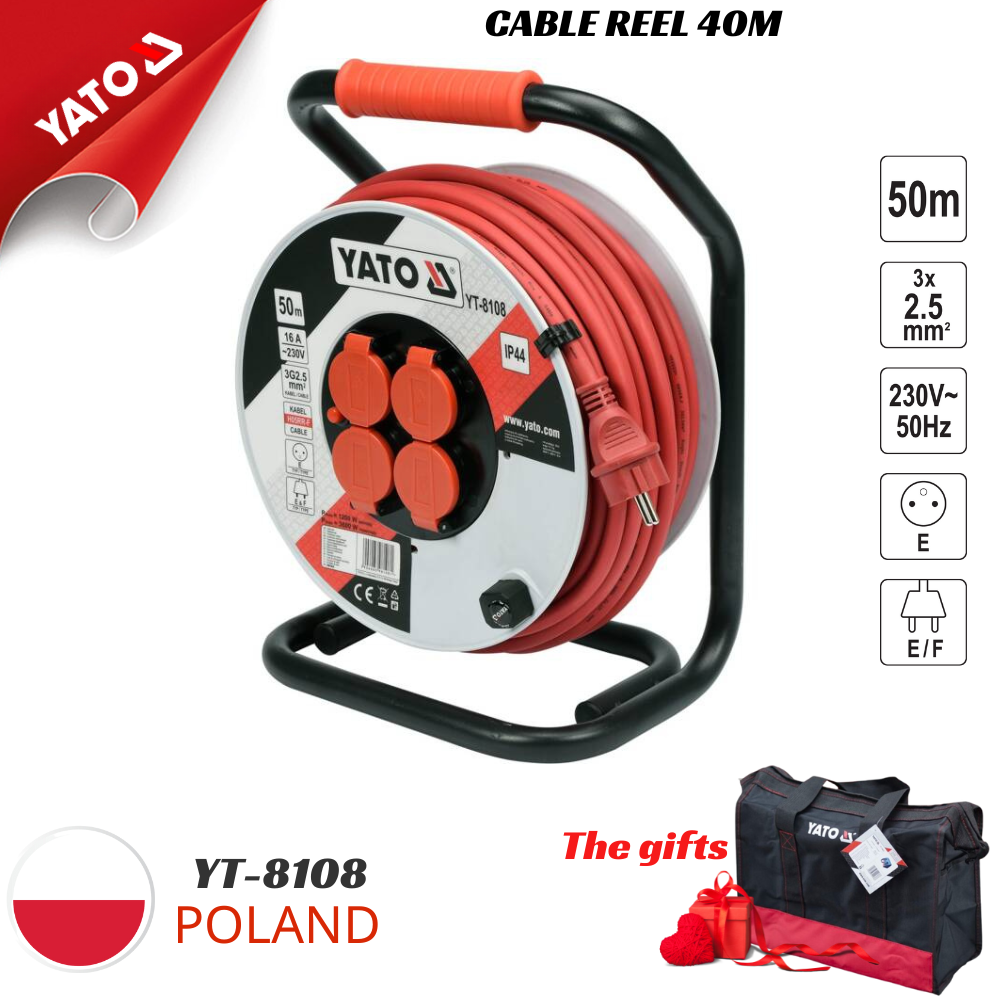 Cuộn dây điện rulo 16A-50M Yato YT-8108 Ba Lan Cuộn dây điện rulo 16A-50M Yato YT-8108 Ba Lan