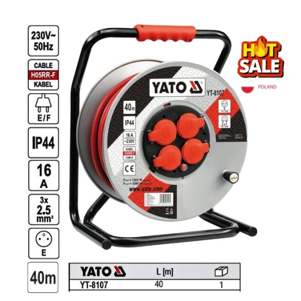 Cuộn dây điện rulo 16A-50M Yato YT-8108 Ba Lan Cuộn dây điện rulo 16A-50M Yato YT-8108 Ba Lan