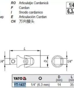 Đầu nối lắc léo 1/4"x35mm Yato YT-1437 - Ba Lan Đầu nối lắc léo 1/4"x35mm Yato YT-1437 - Ba Lan