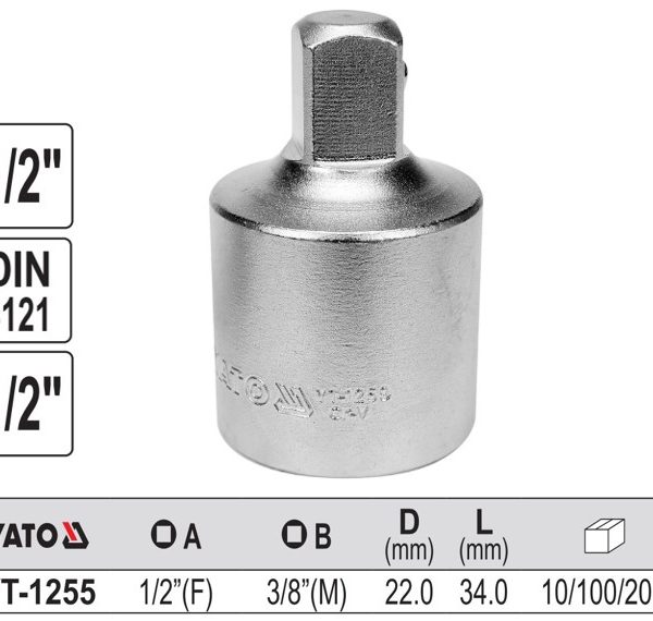 Đầu chuyển 1/2" sang 3/8" Yato YT-1255 - Ba Lan Đầu chuyển 1/2" sang 3/8" Yato YT-1255 - Ba Lan