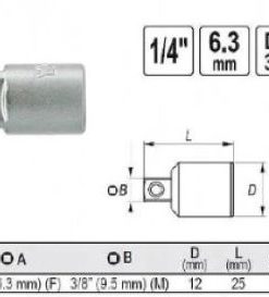 Đầu chuyển 1/4" sang 3/8" dài 25mm Yato YT-1438 - Ba Lan Đầu chuyển 1/4" sang 3/8" dài 25mm Yato YT-1438 - Ba Lan