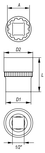 Đầu Tuýp Đa Giác (Spline) 1/2" YATO (8mm-32mm) Đầu Tuýp Đa Giác (Spline) 1/2" YATO (8mm-32mm)