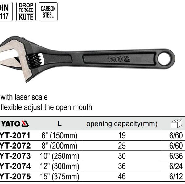 Mỏ lết cao cấp size từ 6" đến 15" Yato - Ba Lan Mỏ lết cao cấp size từ 6" đến 15" Yato - Ba Lan