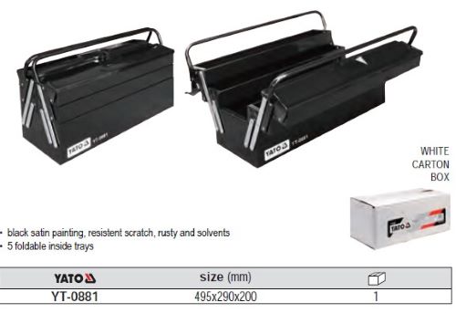 Hộp đựng đồ nghề 5 ngăn 495X200X290mm Yato YT-0881 Hộp đựng đồ nghề 5 ngăn 495X200X290mm Yato YT-0881