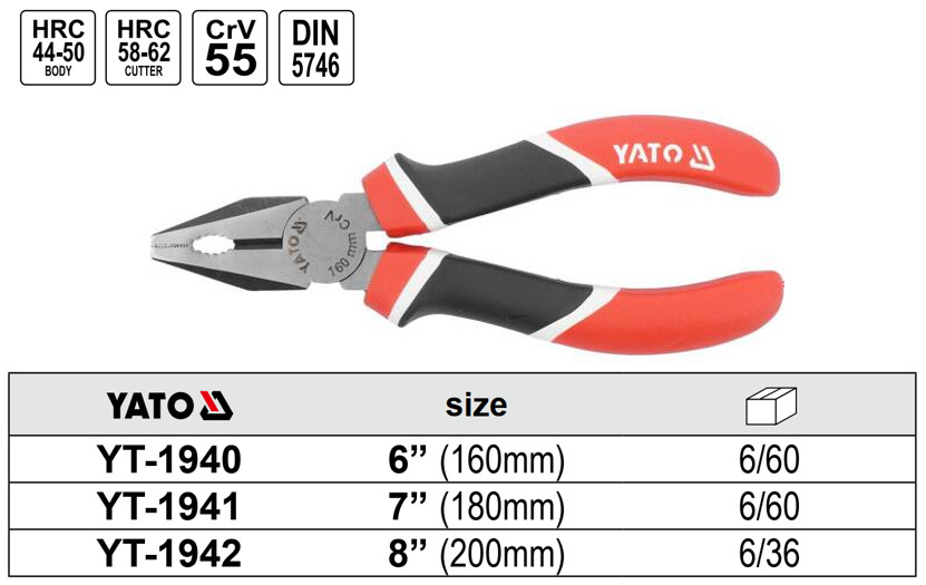 Kìm Vuông (Combination pliers) YATO YT-1940, YT-1941 và YT-1942 Kìm Vuông (Combination pliers) YATO YT-1940, YT-1941 và YT-1942