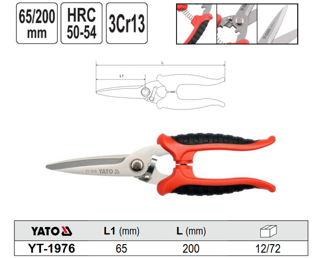 Kéo Đa Năng YATO YT-1976 – Thép 3Cr13, Độ Cứng HRC 50-54, Dài 200mm Kéo Đa Năng YATO YT-1976 – Thép 3Cr13, Độ Cứng HRC 50-54, Dài 200mm