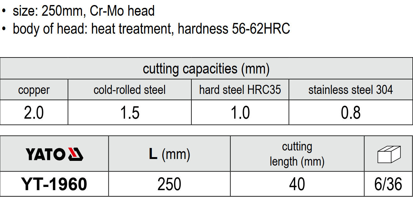 Kìm Cắt Tôn YATO YT-1960 – Lưỡi Thép CrMo, Răng Cưa, Dài 250mm, Cắt Tôn, Đồng, Thép Không Gỉ Kìm Cắt Tôn YATO YT-1960 – Lưỡi Thép CrMo, Răng Cưa, Dài 250mm, Cắt Tôn, Đồng, Thép Không Gỉ