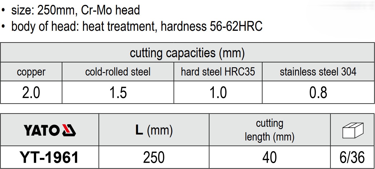 Kìm Cắt Tôn YATO YT-1961 – Lưỡi Thép CrMo, Răng Cưa, Dài 250mm, Cắt Tôn, Đồng, Thép Không Gỉ Kìm Cắt Tôn YATO YT-1961 – Lưỡi Thép CrMo, Răng Cưa, Dài 250mm, Cắt Tôn, Đồng, Thép Không Gỉ