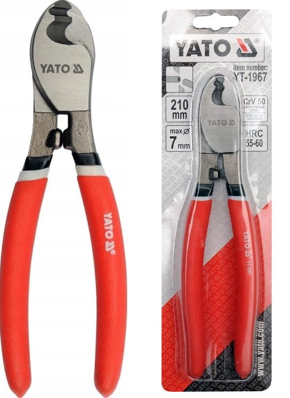 Kìm Cắt Cáp YATO YT-1967 – Cắt Dây Điện Đồng & Nhôm Ø7mm, Dài 210mm Kìm Cắt Cáp YATO YT-1967 – Cắt Dây Điện Đồng & Nhôm Ø7mm, Dài 210mm