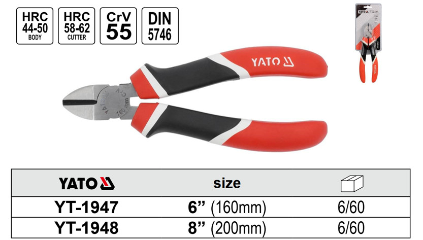 Kìm Cắt Công Nghiệp YATO YT-1947 (160mm) & YT-1948 (190mm) Kìm Cắt Công Nghiệp YATO YT-1947 (160mm) & YT-1948 (190mm)