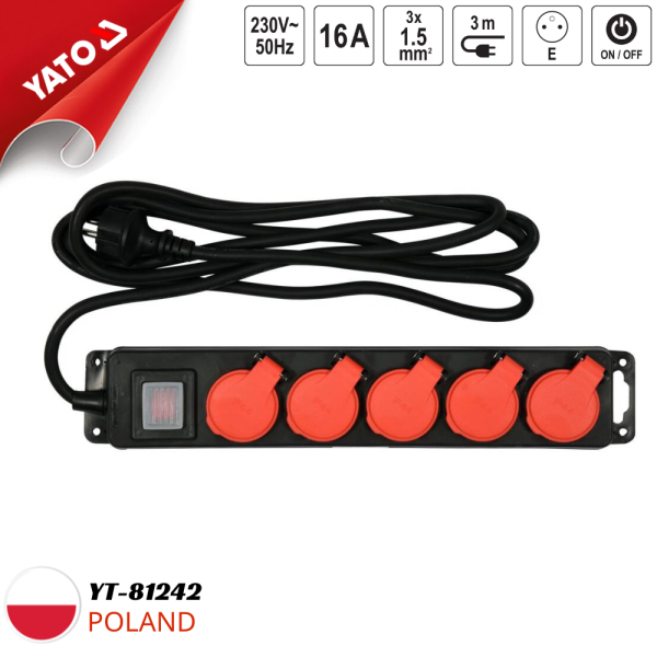 Ổ Cắm Điện Chống Nước 3m Yato YT-81242