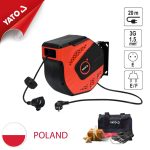 Ổ cắm điện tự rút, treo tường 20m Yato YT-81221 Ba Lan