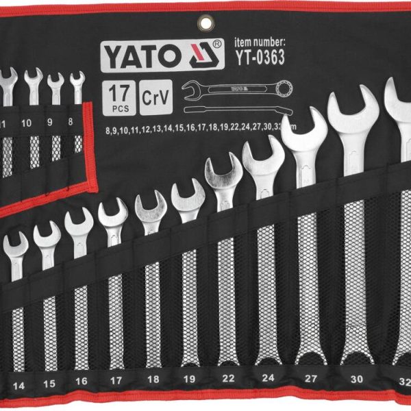 Bộ cờ lê vòng miệng hệ mét 17 chi tiết 8-32mm Yato YT-0363 - Ba Lan