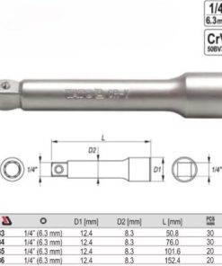 Thanh nối dài 1/4" 51mm linh hoạt nghiêng góc 8° Yato YT-1433 - Ba Lan Thanh nối dài 1/4" 51mm linh hoạt nghiêng góc 8° Yato YT-1433 - Ba Lan