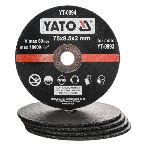 Bộ 5 Đĩa Cắt Kim Loại YATO YT-0994 – Φ75mm, Siêu Mỏng 2.0mm, Cắt Kim Loại Sắc Bén, Tốc Độ Cao Bộ 5 Đĩa Cắt Kim Loại YATO YT-0994 – Φ75mm, Siêu Mỏng 2.0mm, Cắt Kim Loại Sắc Bén, Tốc Độ Cao