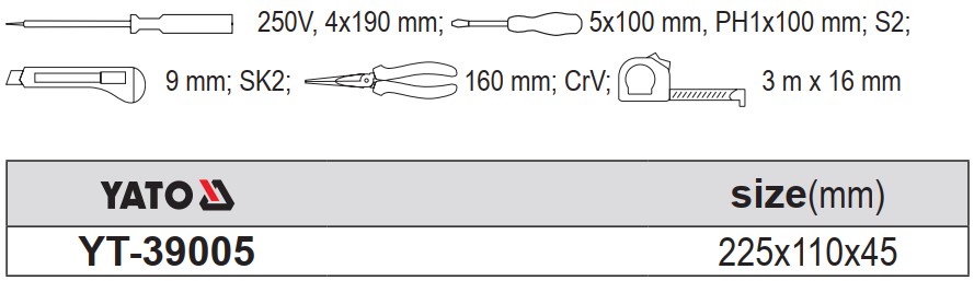 Bộ dụng cụ sửa chữa 6 món Yato YT-39005 Bộ dụng cụ sửa chữa 6 món Yato YT-39005