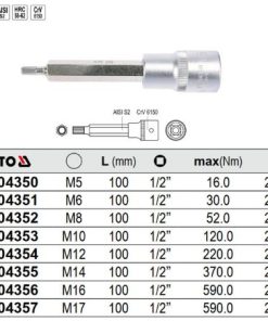 Tuýp 1/2" mũi hoa thị M5 - M17 Yato - Ba Lan Tuýp 1/2" mũi hoa thị M5 - M17 Yato - Ba Lan