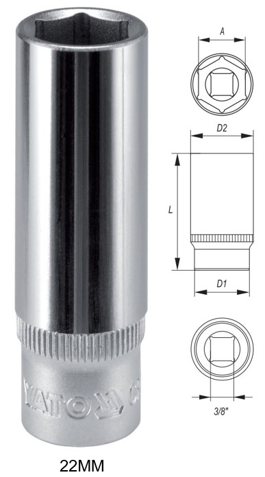 Tuýp Lục Giác Thân Dài 3/8" YATO CrV 6PT Tuýp Lục Giác Thân Dài 3/8" YATO CrV 6PT