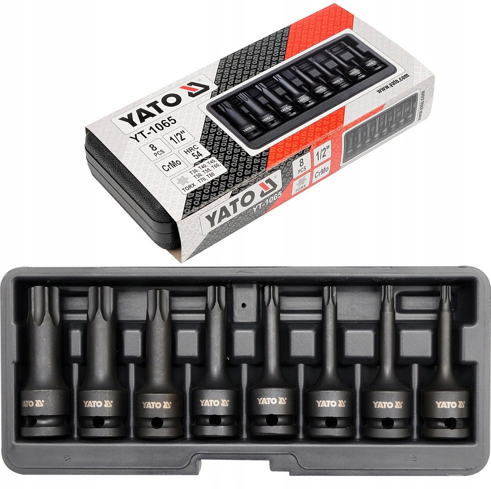 Bộ 8 đầu khẩu 1/2" mũi sao T30-T80 Yato YT-1065 - Ba Lan Bộ 8 đầu khẩu 1/2" mũi sao T30-T80 Yato YT-1065 - Ba Lan