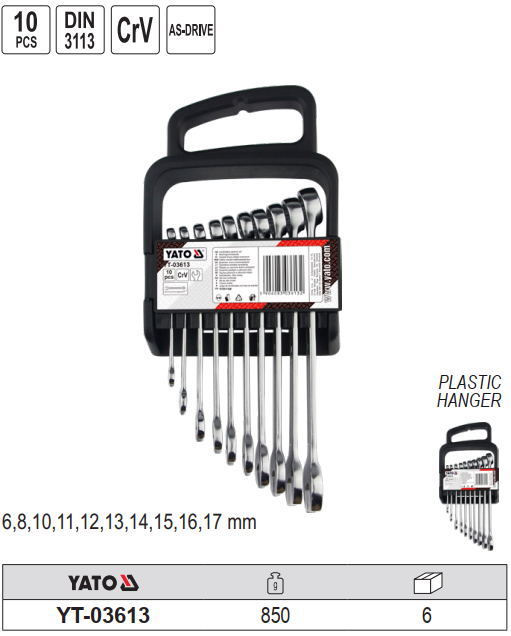 Bộ cờ lê vòng miệng 10 chi tiết 6-17mm Yato YT-03613 - Ba Lan Bộ cờ lê vòng miệng 10 chi tiết 6-17mm Yato YT-03613 - Ba Lan