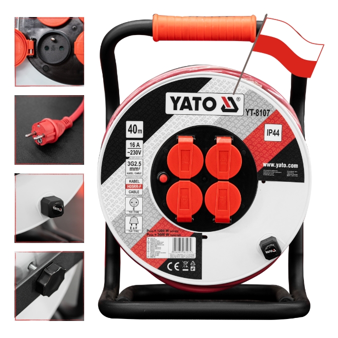 Cuộn dây điện rulo 16A 40M Yato YT-8107 - Ba Lan Cuộn dây điện rulo 16A 40M Yato YT-8107 - Ba Lan
